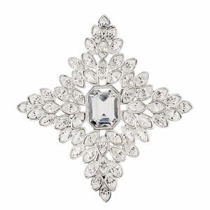 KENNETH JAY LANE LARGE CRYSTAL CRUCIFORM BROOCH